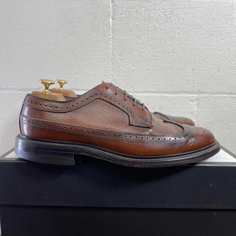 Vintage Coburne Square Brown Leather Wingtip Oxford Dress‎ Shoes Men's 9.5 D